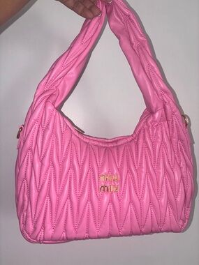 Pink Quilted Shoulder Hobo Bag